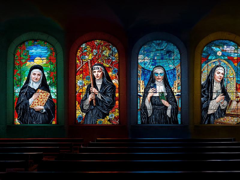 Tutte insieme all'abbazia